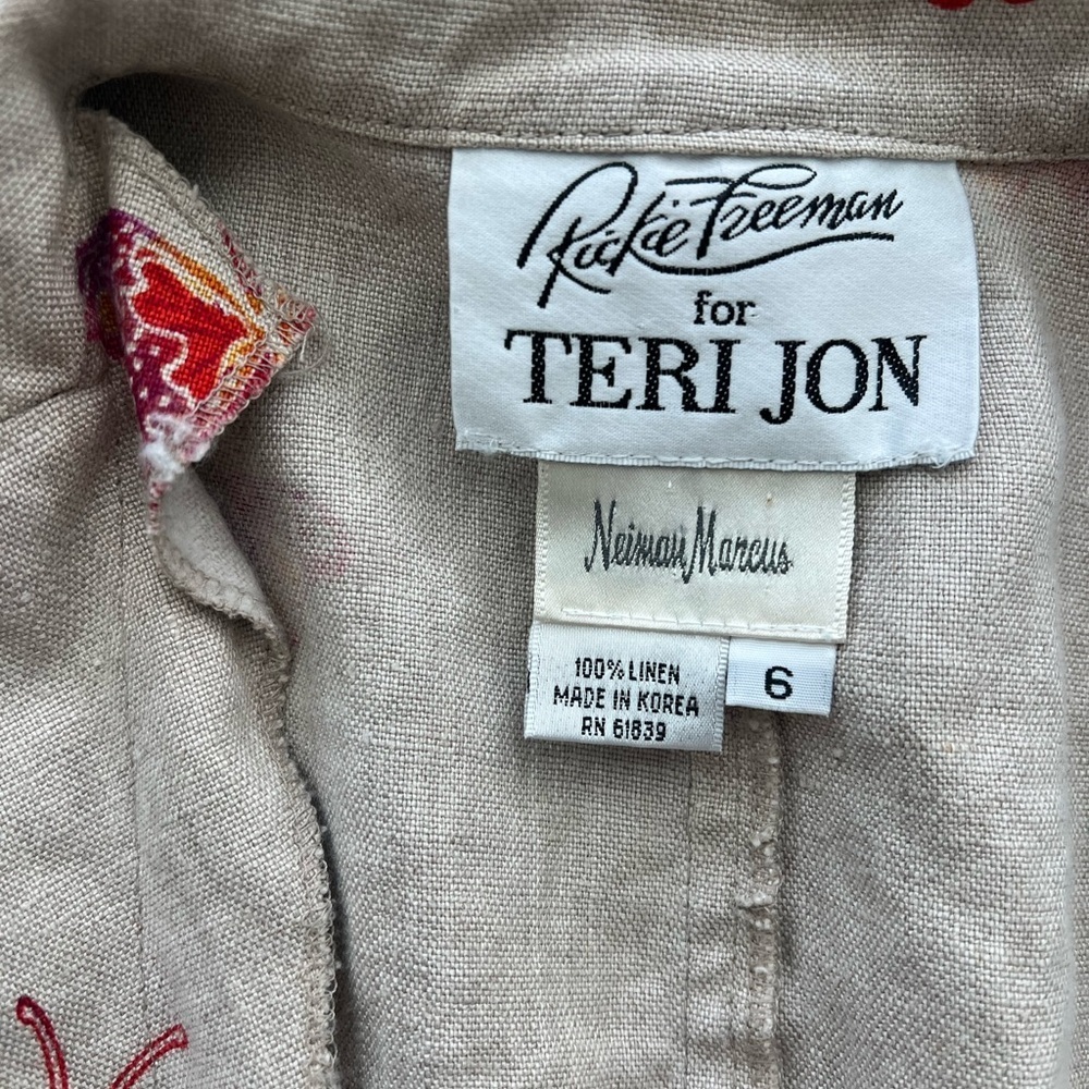 Ricki Freeman 100% Linen for Teri Jon Butterfly Blazer Neiman Marcus size 6 - Picture 9 of 9